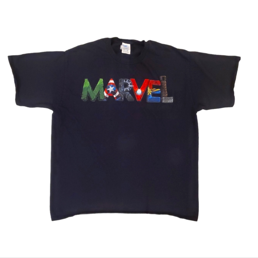 Marvel Men's Black Hero Font‎ Avengers Short Sleeve T-Shirt XL
